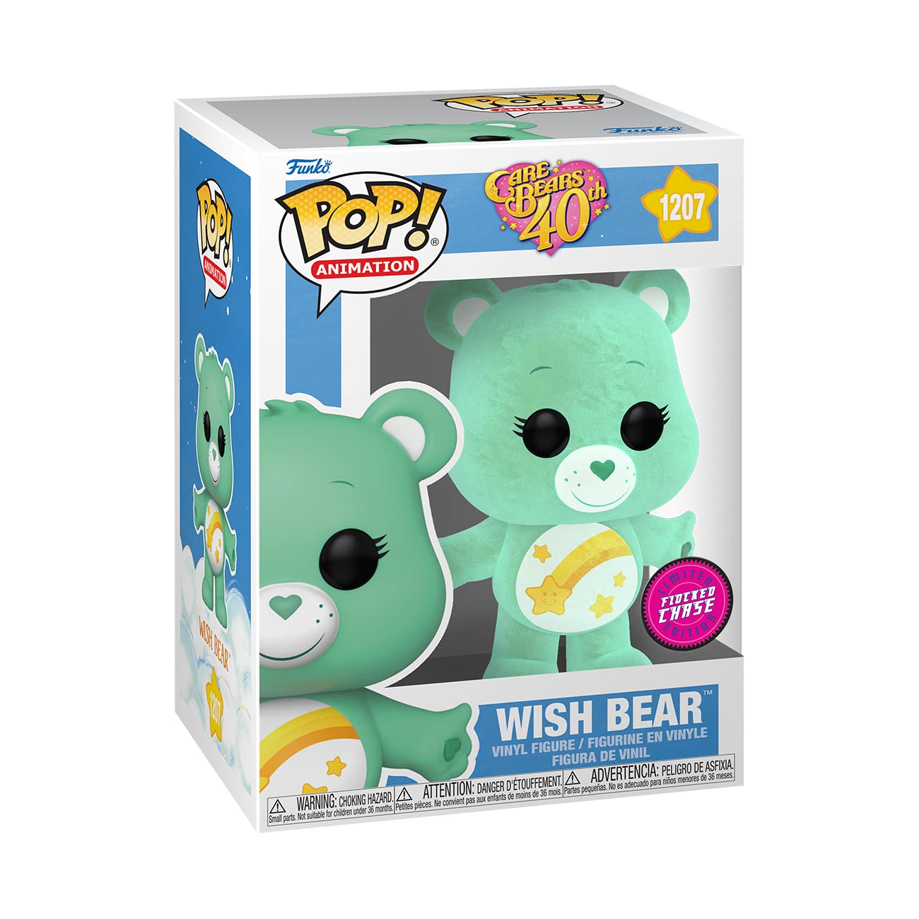 Funko Pop! Animation: Care Bears 40th Anniversary - Wish Bear with Flocked Chase (Styles May Vary)